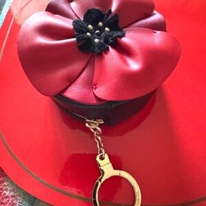NWOT: REDUCED!! Kate Spade Flora coin purse/bag charm!! Red leather flower!